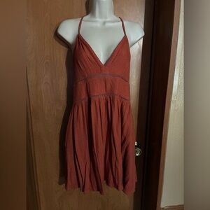 Vintage Y2K Roxy Terracotta Halter Mini Dress Small